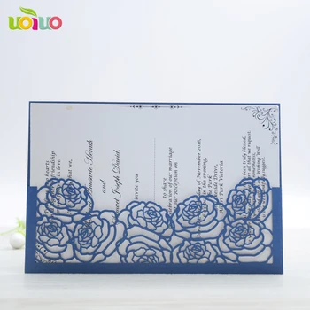 10Pc jūros mėlyna rožė gėlių, Romantiškos Šalies Subtilus Raižyti Pakvietimo pradinio Modelio Tuščiaviduriai Vestuves Kvietimą Paketas