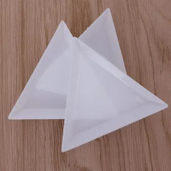 10Pc Trikampis/Apvalus Cirkonio Karoliukai, Kristalų Nagų Dailės Rūšiavimas Plastiko Padėklai Karšto