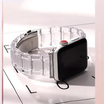 10vnt Dervos Žiūrėti Diržu, Apple Watch Band 44mm 40mm 42mm 38mm Skaidrus Plieno Iwatch Serijos 6 SE 5 4 3 2 1 Watchband