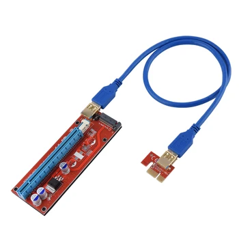 10VNT Stove 008 Raudona Valdybos 3 LED PCI Express Riser Card PCI-E 1x iki 16x Extender Kortelės Adapteris USB 3.0 Kabelį BTC Miner Mašina