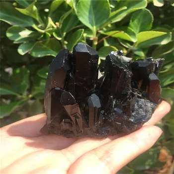 131g Retas gamtos gražus juodas kvarco kristalų sankaupos tibeto pavyzdys