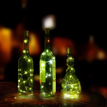 15 LED Kamštienos LED Vario šviesos Kamštienos Formos LED Naktį Žvaigždėtą Šviesos Vyno Butelis Lempa Kalėdos Šalis Dekoro LED Juostelės Žibintai