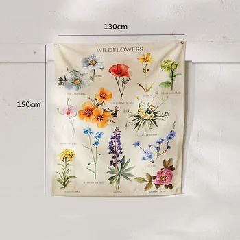 150x130cm Wildflower Gobelenas Sienos Kabo Gėlių Nuoroda Diagramos Hipių Bohemijos Gobelenai Spalvinga Psichodelinio INS Namų Dekoro