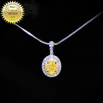 18K aukso karoliai gamtos 0.35 ct yellow diamond ir 0,2 ct baltos spalvos deimantų karoliai 011