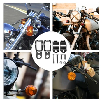 1Pair Universalus Motociklas Posūkio Signalo Lemputė, priekinis žibintas Laikiklis Juodas Metalinis Apkaba Laikiklis 33-43mm Priekinės Šakės