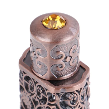 1PCS 3 ml Antiqued Metalo Kvepalų Buteliuko Arabų Stiliaus Eterinių Aliejų Buteliuką Konteinerių Vestuvių Dovana Lydinio Royal Stiklo Butelis