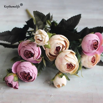 1PCS Dirbtinių Gėlių Šilko Gėlių Netikrą Lapų Rožių Dirbtiniai Augalai, Vestuvių Namų Dekoro Dekoratyvinės Gėlės 8DA
