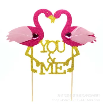 1pcs Flamingo Cupcake Rėžtuvės Aukso LOVE YOU&ME Cupcake Susitvarko Romanti Vestuvių, Gimtadienio, Kūdikio ShowerParty Apdaila