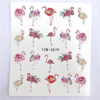 1pcs Nagų Lipdukai Vandens Perdavimo Lipdukas Animacinių filmų Flamingo Mielas Gyvūnų Dizaino Nagų Dailės Slankiklį Manikiūro Apdaila