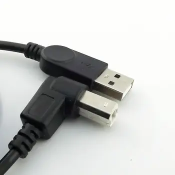 1pcs USB 2.0 Spausdintuvo Kabelis Type A Male-B Male Žemyn Kampu Skaitytuvas Laido Juoda 3feet