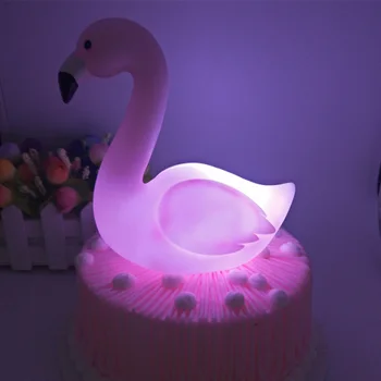 1pcs Vaikų Miegamasis Flamingo lempos Gimtadienio Tortas Namų Stalo Apdailos Swan Flamingo Šviesos Kepimo padėtį Naktį Lempa