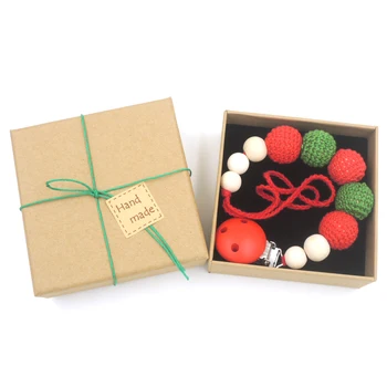 2 kalėdų dovana Raudona ir žalia nėrimo granules, medienos Kramtyti žindukas turėtojas, Mergaitė/Berniukas nauja mamytė dovana NT163