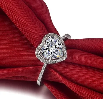 2 Karatų Širdies Formos Garsių Sintetinių Deimantų Vestuvinis Žiedas Moterims už Prieinamą kainą AU750 Baltojo Aukso Žiedas