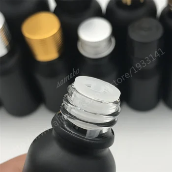 200 x 10ml Matinis Juodas Tuščias Stiklinis Butelis su Reduktoriumi už eterinis aliejus 10CC sudaro stiklo buteliukas su užsukamu dėl Bžūp