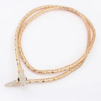 2017 m. Kanų Stiliaus Serpentiform Karoliai Moterų Aukso Lydinių Mados Perdėta Aukso Padengtą Diamante Gyvūnų Gyvatė necklac