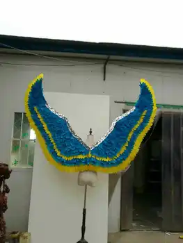 2017 royal blue&geltonas angelas sparnų rekvizitai podiumo šou prop festivalis Angelas Plunksnų sparnus Langą rekvizitai apatiniai podiumo tiekimo