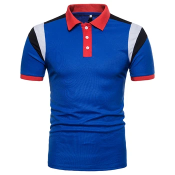 2018 m. ES dydžio vyriški polo Marškinėliai Drabužių elastinga Mados Fitneso Atsitiktinis trijų spalvų kratinys spalva vyrų Polo marškinėliai Nemokamas Pristatymas