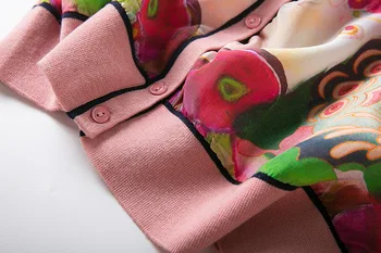 2018 m. rudens pradžioje, naujų moterų high-end boutique gobtuvu spausdinti šilko siūlėmis ilgomis rankovėmis megztinis