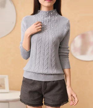2019 m. moterų nauja nagų granulių pusiau golfo core susuktų siūlų megztas megztinis