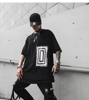 2019 m. Vasarą vyrams juoda balta hip-hop, punk rock, negabaritinių marškinėliai medvilnės tees viršūnes vyrų harajuku atsitiktinis streetwear pora drabužiai