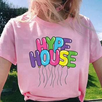 2020 Hype Namas Spausdinti Moterų Vasaros marškinėliai Lady Atsitiktinis Viršūnes Tee Merginos Harajuku Streetwear Trumpas Rankovės O-kaklo Estetinės Drabužiai