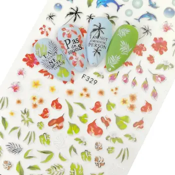 2020 m. Pavasario Žalia Lapų Nuryti Nagų Lipduką Meno Gėlių Lipdukai Atgal Klijai Meilės Lipdukas Manikiūro Spalvos Dizainas Lipdukas Nails