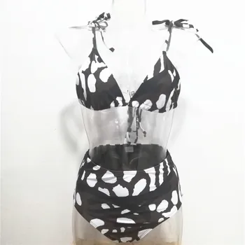 2020 moterų Aukšto juosmens bikini mujer Dot leopardas spausdinti maudymosi kostiumėliai, moterų Push up maudymosi kostiumėlį seksualus maudymosi kostiumą, Brazilijos micro bikini