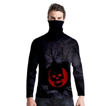 2020 NAUJAS Helovinas Vyrų Atsitiktinis ilgomis rankovėmis T-shirt Asmenybės moliūgų 3D Spausdinimo Prarasti Negabaritinių Palaidinės Skarelė