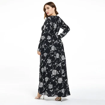 2020 Naujas Mados Plius Dydis Moterų Apvalios Kaklo, ilgomis Rankovėmis Slim Suknelė Spausdinti Ilgas Sijonas Elegantiškas Moterų Suknelė Gražus Dizainas