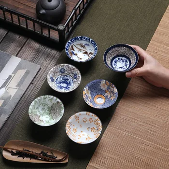 2021 90ml Didelis Qinghua Porceliano Arbatos Puodeliai Retro Kung Fu Teacup Keramikos Spalvotų Japonų Arbatos Puodeliai