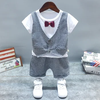 2021 Naujas gimęs Kūdikis berniukas vasaros drabužių komplektus, rinkinius 1 Y gimtadienio marškinėliai, šortai kostiumas kūdikių berniukų drabužiai kūdikiams džentelmenas rinkiniai