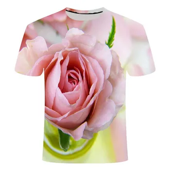 2021 T-shirt Ladies/Vyrams Gėlių 3D T-shirt Harajuku T-shirt Gatvės Hip-Hop Vasaros Augalų 3D Spausdinimo trumpomis Rankovėmis T-shirt