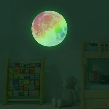 20cm Šviesos Mėnulis 3D Sienų Lipduko, Vaikų Kambario, Miegamojo Puošmena Namuose Lipdukai Žėrintis Sienos Sticke