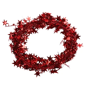 23 Pėdų Blizgantis Raudonas-Žvaigždės Formos Blizgučiais, Vielos Girlianda Kalėdinė Dekoracija