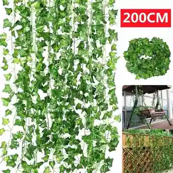 2M Ilgio Modeliavimas Augalų Žaliosios Gebenės Lapų Netikrą Vynuogių Apdailos Vestuvių Lapai Sode Dirbtinės String Namų Gėlių R6X8