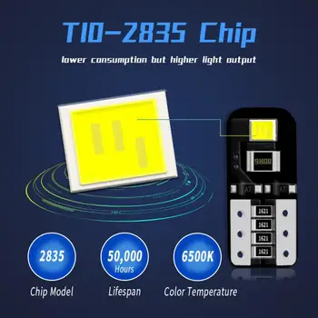 2vnt Automobilio LED Plotis Indikatorius 2835 T10 Canbus Interjero Lubų prietaisų Skydelio Šviesos Licenciją Plokštelės Šviesos Interjero Lubų Šviesos