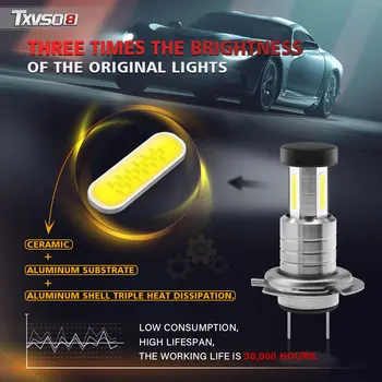2vnt Automobilių H7 LED Žibintų Lemputės 12V 24V 110W 30000LM priekinis žibintas Konversijos Rinkinio, Svogūno, Didelis ar Mažas Šviesos 6000K