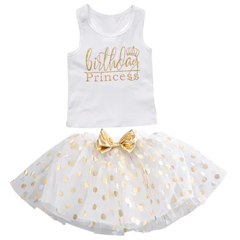 3 Spalvos Newbore 2018 Fahion Vaikas Baby Girl Gimtadienio Apranga Berankovis Viršų T-shirt Šalies Sijonas Princesė Dress 2VNT Drabužių rinkinys
