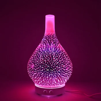 3D Fejerverkų Stiklo Vaza Formos Oro Drėkintuvas su 7 Spalvų Led Nakties Šviesos Aromato eterinis Aliejus Difuzoriaus Rūkas Maker Ultragarso Humi