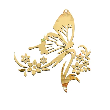 3D Gėlės Drugelis Modelio Veidrodis Lipdukas Akrilo Sienų Lipdukai 