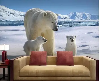 3d kambario tapetai pasirinktinius nuotraukų freskos neaustinių siena lipdukas polar bear motina ir sūnus 