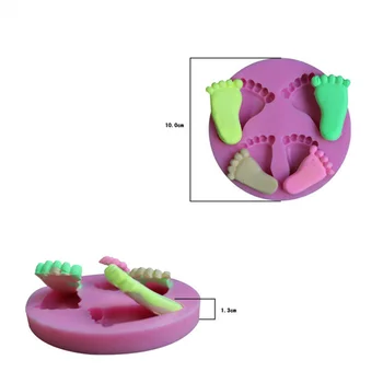 3D Mažos Pėdos Formos Įspaudų Skystu Silikonu Tortas Pelėsių Minkštas Dekoravimo Priemonė 