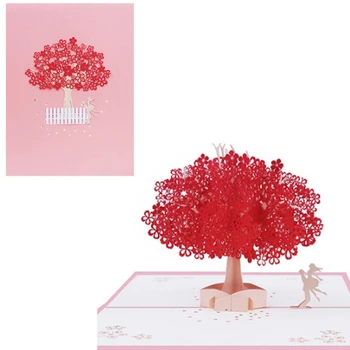 3D Medžio Pora Pop-Up Atvirukai su Gimtadieniu Meilužis Valentino Jubiliejų W229