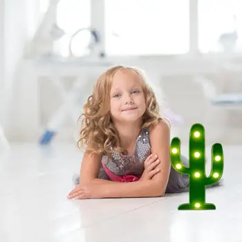 3D Naktį, Šviesos, Naujumo Stalo Lempa Kaktusas Šviesos Apdailos Lempos Baterija LED mažą Kamuoliuką Žibintai Kūdikių pagrindiniai kištukiniai naktinių lempų lizdai Vaikų Dovanų