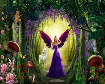 3d namų tapetai violetinė gėlė vynuogių fantazijos miško violetinė Fėja gražus romantiškas vidaus apdaila, tapetai