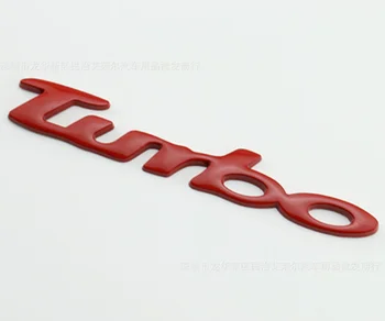 3D Red Turbo Auto Automobilis Kamieno Sparnas Galinis Pusėje Emblema Ženklelio Lipdukai, Decal Sportas