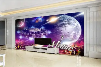 3d sienos Tapetai Fantasy Naktį Kosmoso Planetos Freskos Wallpaper HD Spausdinti 3d Tapetai
