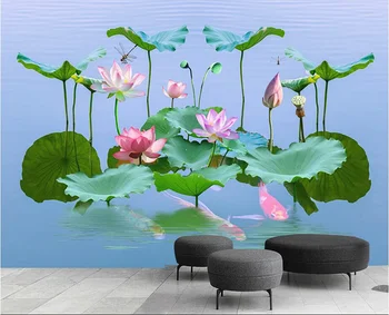 3d Stereoskopinis Tapetai Lotus Ežero Vandens Siena Dokumentai Namų Dekoro Aplinkai Draugiškas Tirštėti Sienų Tapetai Miegamajame, Virtuvės
