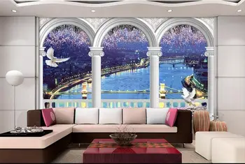 3d tapetai High-end užsakymą freskos neaustinių foto lipdukas Gražus peizažas už lango Dunojaus 3d sienos kambario sienų tapetai