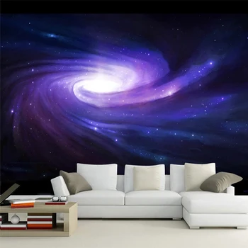 3D Tapetai Šiuolaikinės Kūrybos Erdvė, Galaxy Star Violetinė Sukama Sienos Freskos KTV Baras Kambarį neaustinių Sienos Dokumentų Papel De Parede